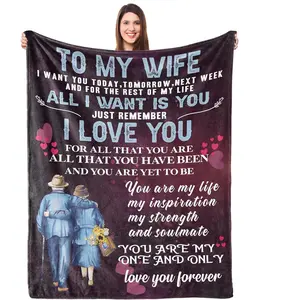 UFOORO Anniversary Romantic Gift for Wife, Mother's Day to My Wife Love Blanket, Beloved Birthday Gift Ideas, for Women, Valentines for Her 55"x70"