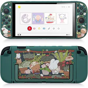 F-APT11  Protective Shell Compatible with Switch 2, Kawaii Cartoon Dockable Case for Switch 2, Anti-Scratch and Shock-Absorption Design Cover Skin - Bunny Garden
