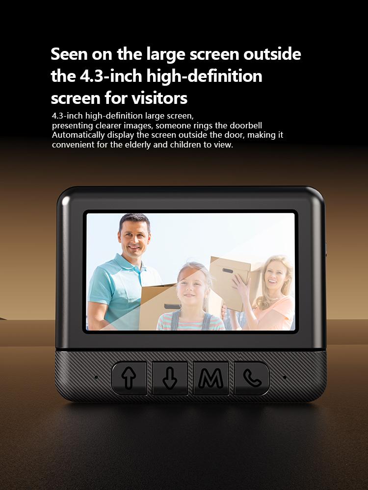 Wireless Video Doorbell with 4.3-inch Color Screen, Night Vision & Waterproof Design,2.4G Connectivity, Long Battery Life,Includes Chime & Accessories Wireless Video Doorbell with 4.3-inch Color Screen, Night Vision & Waterproof Design,2.4G Connectivity, Long Battery Life,Includes Chime & Accessories