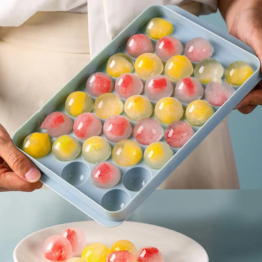 33-grids Ice Cube Tray with Lid, 1 Count Large Capacity Ice Cube Tray for Freezer, Ice Cube Mold, Ice Ball Making Mold, Ice Ball Tray for Tea & Coffee