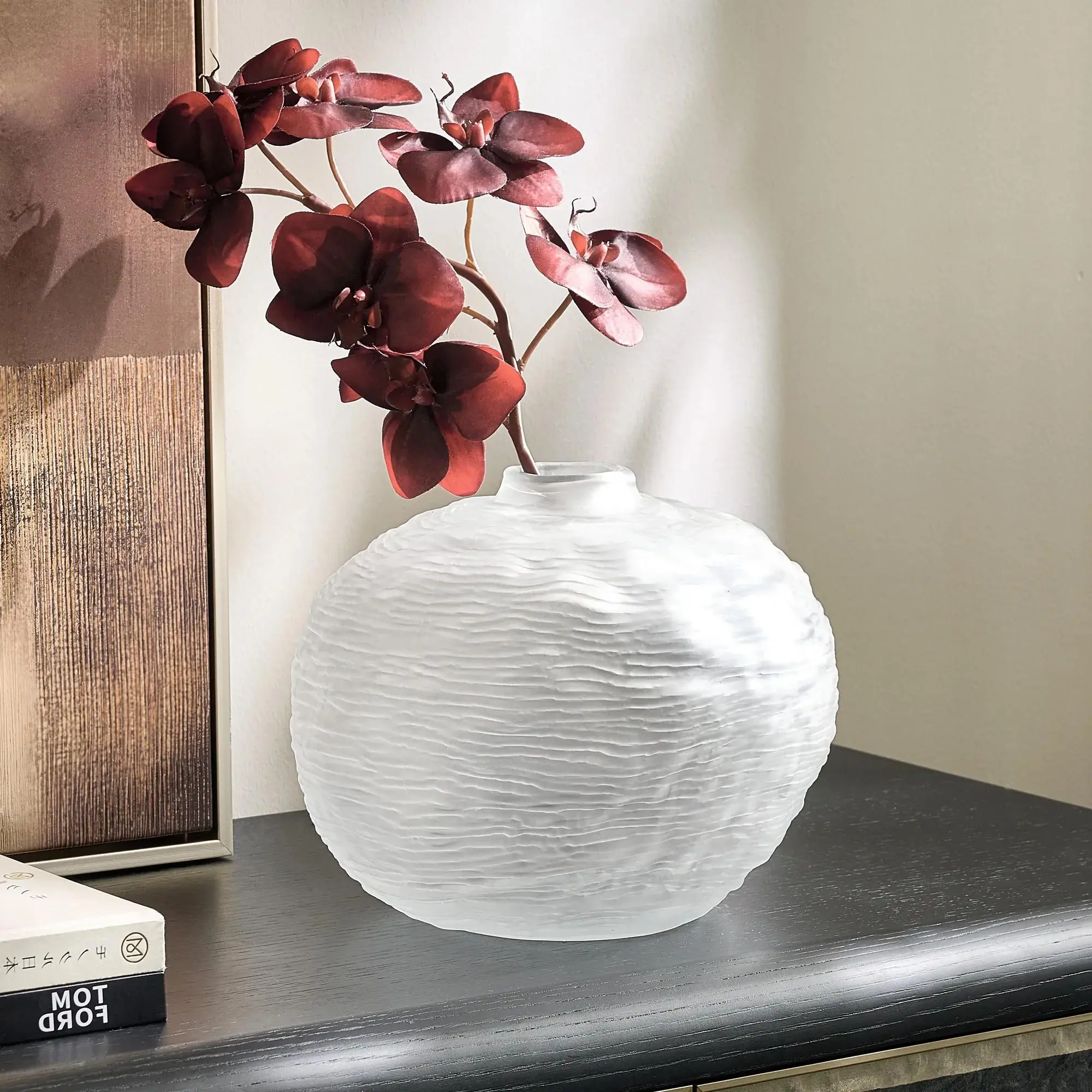 Z Gallerie Lucid Frosted Glass Vase, Light-Luminous Home Decor Centerpiece for Flower Arrangements
