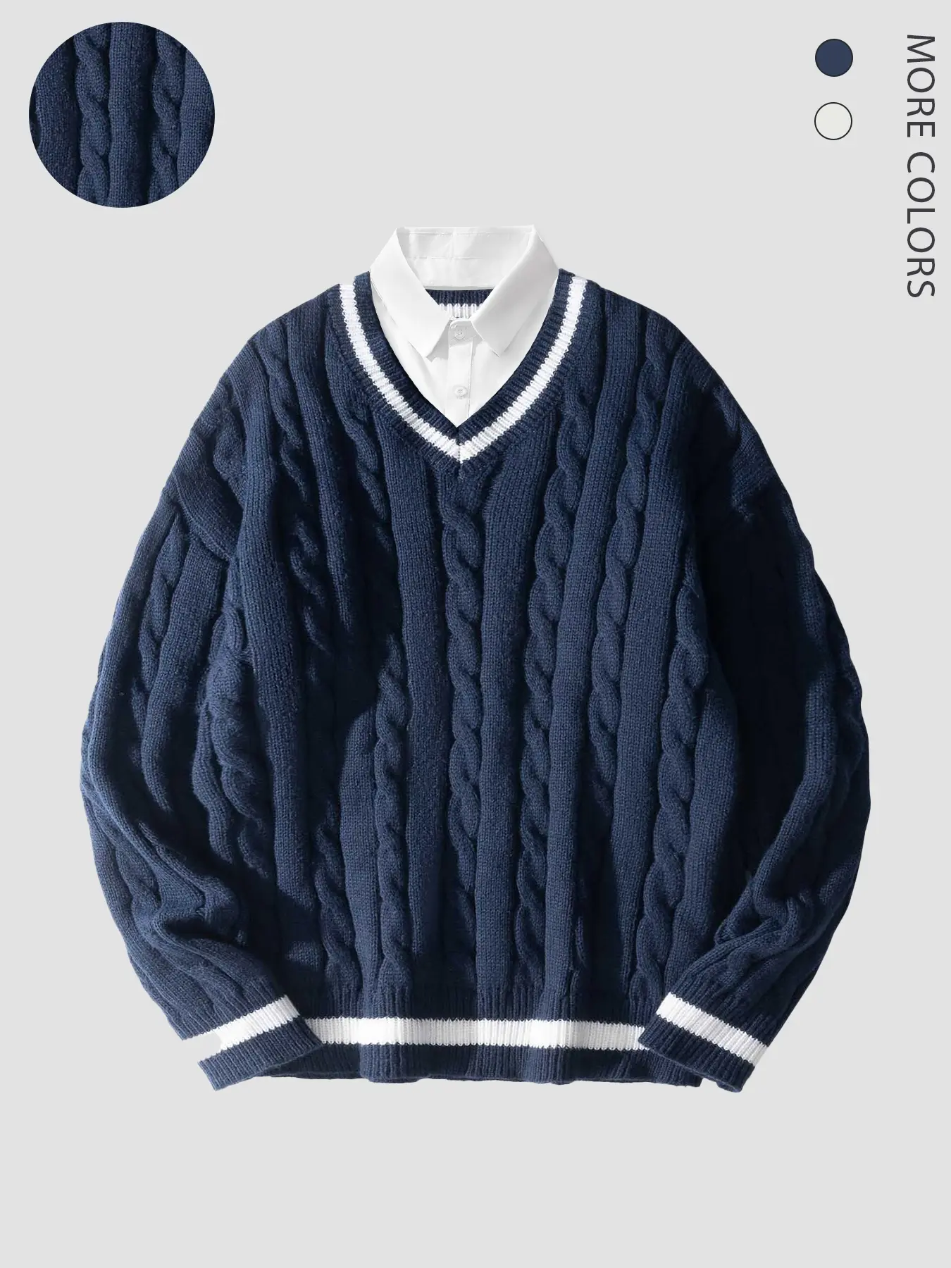 Men's Preppy Style Classic Shirt Collar Long Sleeve Knit Sweater, Casual Fitted Design, Perfect for Fall & Winter Outdoor Wear, Fashion Menswear Knitwear, Vintage Pullovers, Casual Cozy Pullover