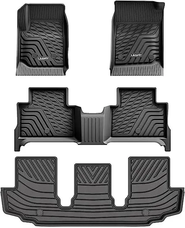 LASFIT Floor Mats & Car Liners, All-Weather TPE Mat for 2020-2023 Toyota Highlander (Not for Hybrid), Firm Yet Flexible Elastic Design, Mat Floor Mats