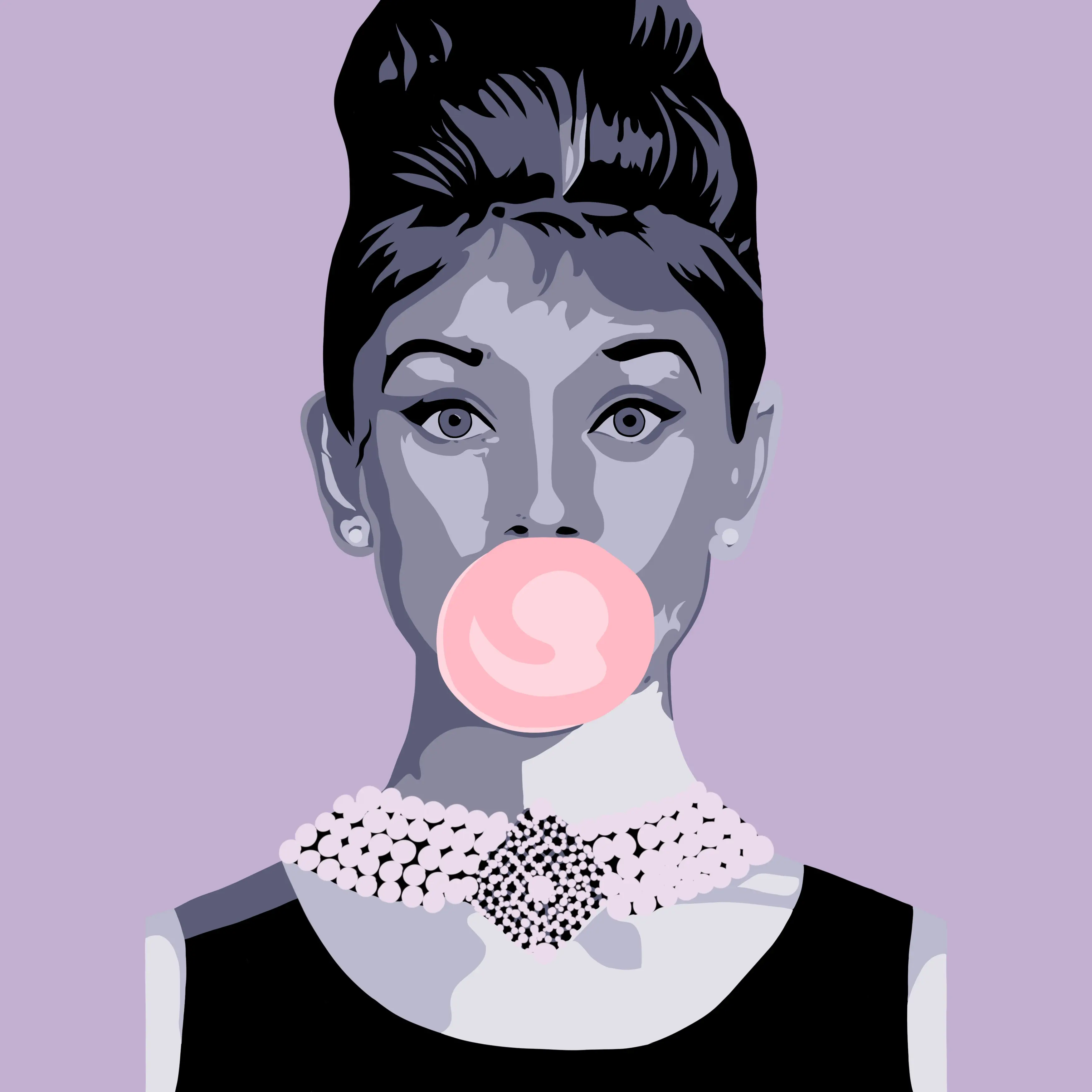 Vector Art Home Decor Print Canvas Wall Art Modern Audrey Hepburn