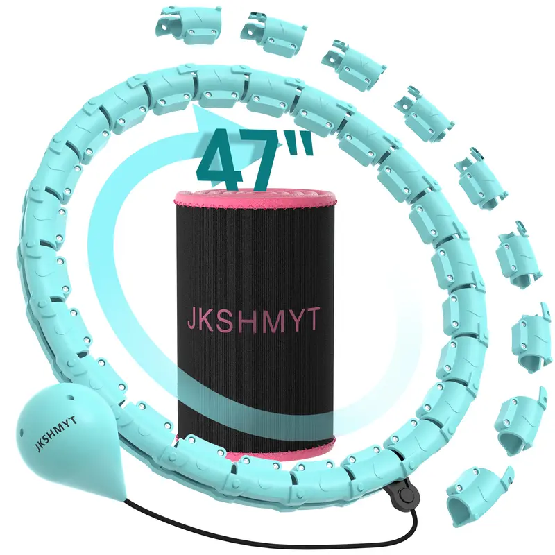 JKSHMYT Smart Weighted Fit Hoop Plus Size for Adults fitness, 2 in 1 exercise Hoop, 24 Links Detachable & Size Adjustable, with Waist Trainer for Women