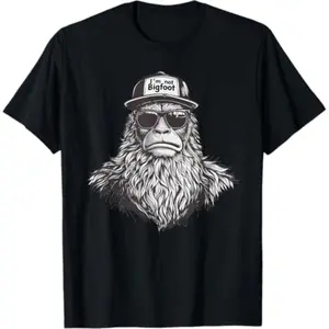 [100% Cotton] [100% Cotton]  Bigfoot In Disguise Sunglasses Trucker Hat I'M Not Sasquatch T-Shirt, Small, Black T-Shirt For Men And Women