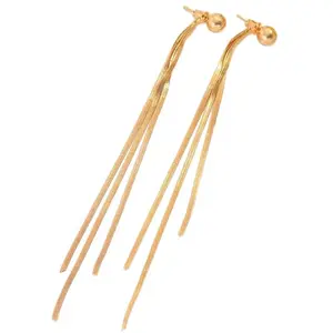 Gold Long Tassel Earrings, Luxury Style Face-Slimming Earrings, Fashionable Versatile Metal Drop Earrings