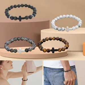 Set of 4 Men's Beaded Bracelet String,Artificial Stretch Bead Bracelet,Suitable for Men and Women,Material Strings,Men's Jewelry