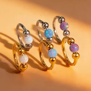 18g Opal Nose Rings for Women Nose Hoops 8mm/10mm Hypoallergenic 316L Surgical Steel Nose Rings Piercing Jewelry Can Be Used as a Nose Ring, Septum Ring, and Cartilage Earring earrings  malcolm  todd bat   faux  industrial  piercing piercing  snug cartila