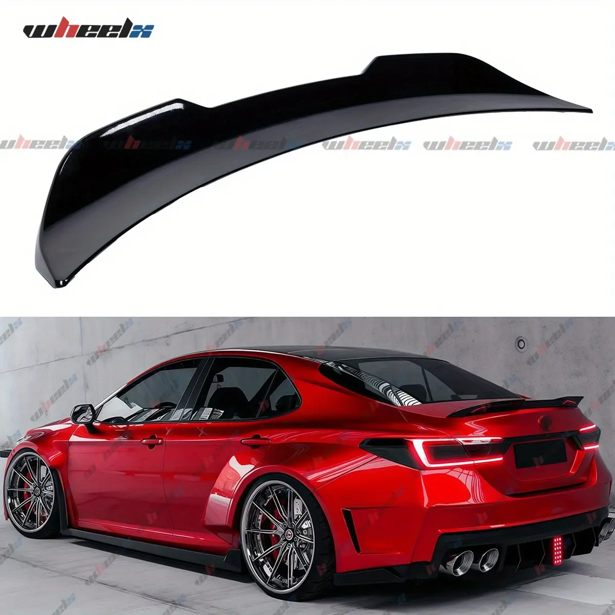 2025-2026 – Toyota Camry – PSM Style High-Kick Duckbill Trunk Wing, Fits All Trims, Gloss Black Carbon Fiber Pattern, Car Aero Upgrade Accessories