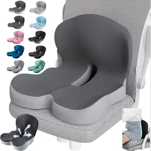 2026 New Upgraded Non-Slip Memory Foam Seat Cushion with Lumbar Support for Back Pressure Relief Office Chair Car Seat Sciatica Pad Adjustable Strap for Desk Gaming Chair