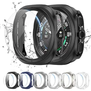 Cuteey 6 + 6 pack for Samsung Galaxy Watch 7 Ultra screen protector case 47mm, hard pc bumper cover with anti-fog tempered glass screen protector for Galaxy Watch 7 accessories men 47mm