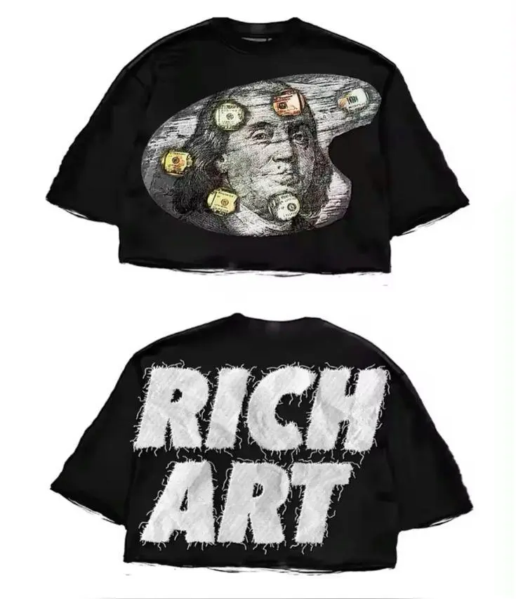 Y2K Graphic Tee "RICH ART" Personalize Printed Tshirt Casual Cotton Crewneck Classic