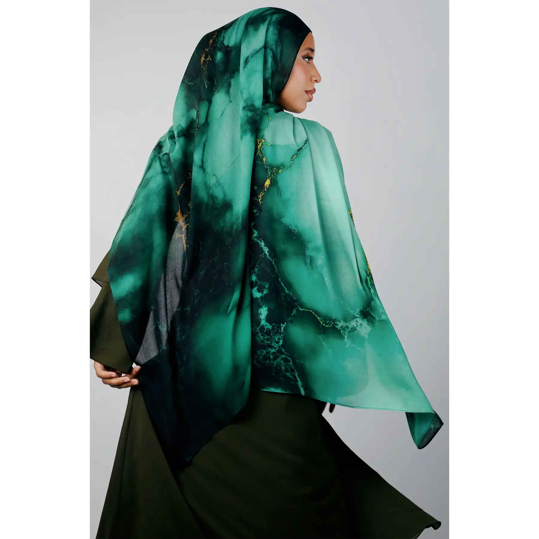 Emerald Marble Print Modal Hijab