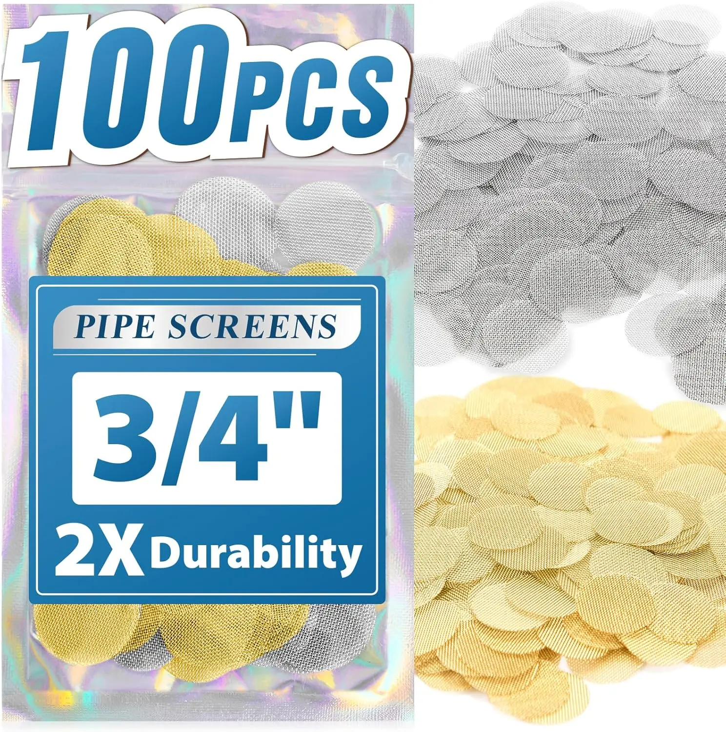 100pcs 3/4 Inch Pipe Screens & Components - 50pcs Premium Stainless Steel Screens, 50pcs Brass Components for Home Improvement, Pool & Hot Tub Accessory Needs