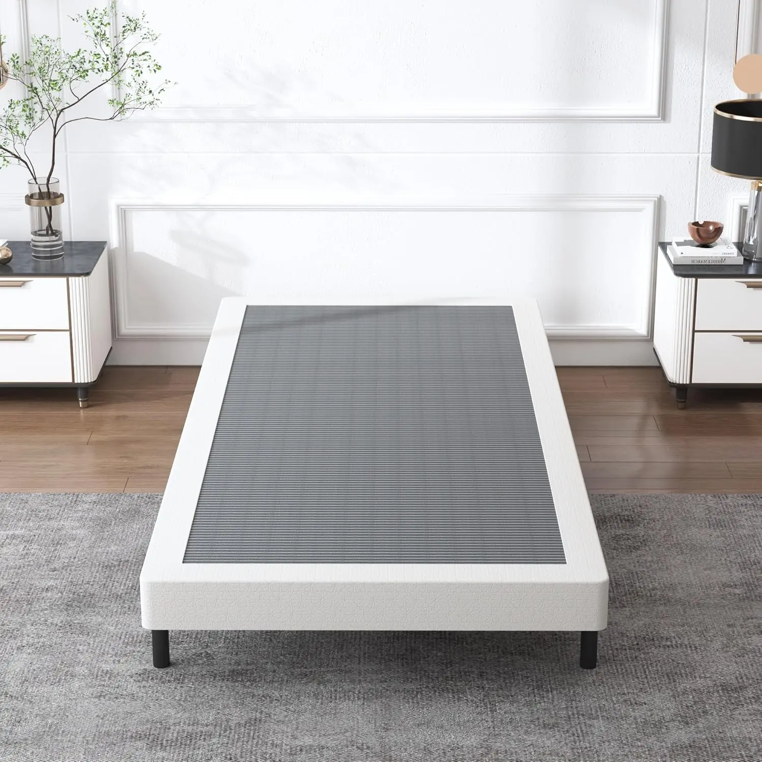 Box Spring 5 Inch High,Heavy Duty Mattress Foundation,Sturdy Metal  Box Spring Only with Fabric Cover Set, Easy Assembly, Noise Free