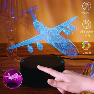 LED Acrylic Night Light USB Powered Touch Control, 7 Color Options, Ideal Gift for Aviation Enthusiasts, Home Decor Atmosphere Lamp