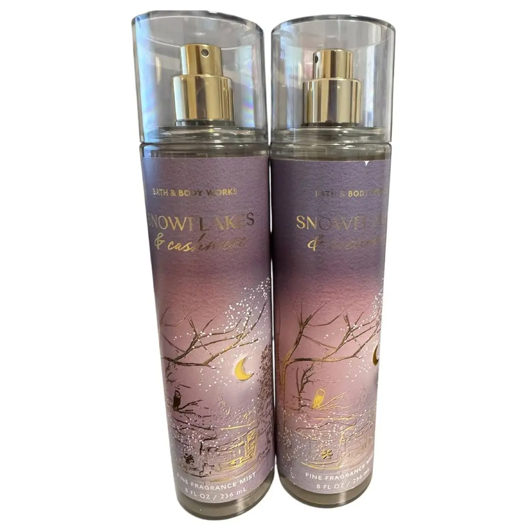 Bath and Body Works Snowflakes & Cashmere Fine Fragrance Mists Set Of 2 8 oz. Bottles (Snowflakes & Cashmere)