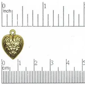 14mm x 18mm Gold or Pewter Floral Heart Charm - CBS2728