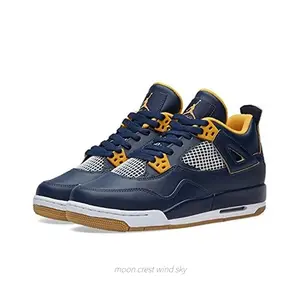 Navy Blue Mid-Top Sneakers with Gold Accents