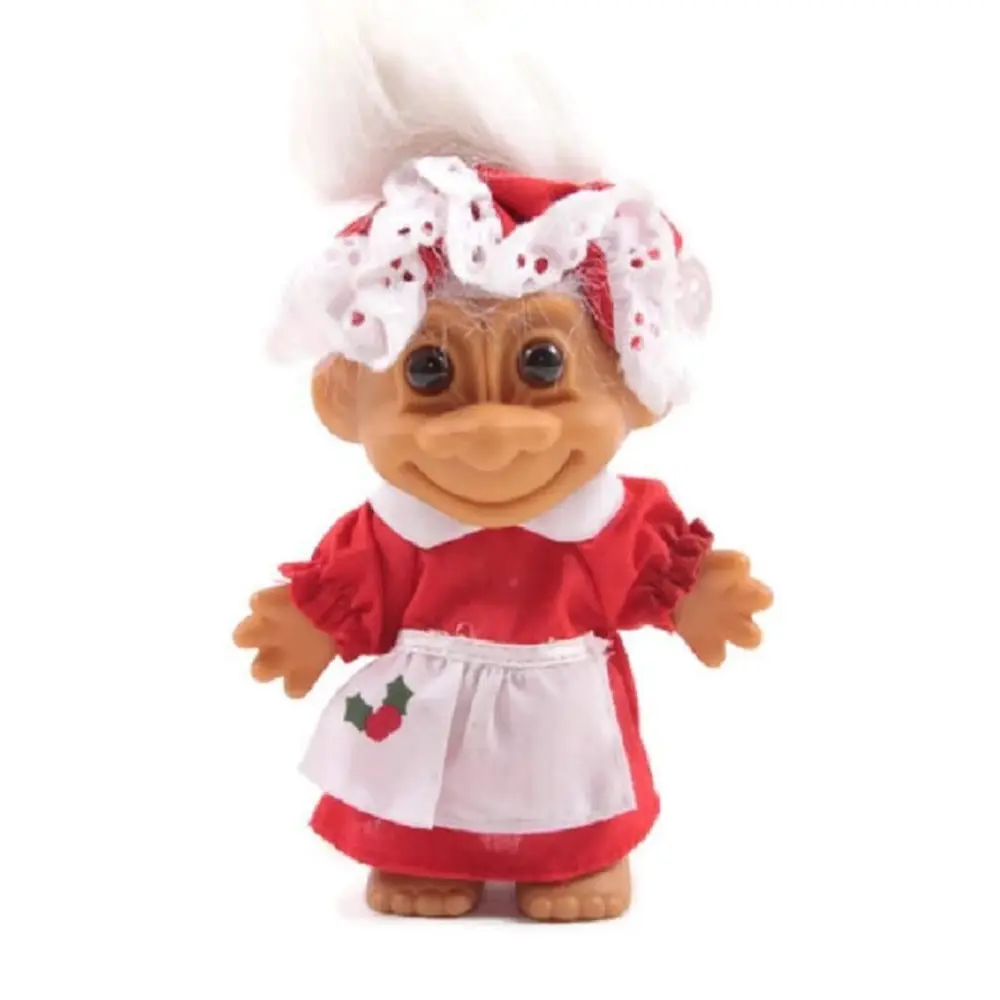 Russ Berrie Vintage White Haired Mrs. Santa Claus Troll Doll 5" Tall by Russ