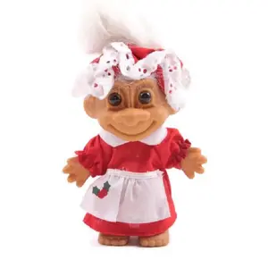 Russ Berrie Vintage White Haired Mrs. Santa Claus Troll Doll 5" Tall by Russ