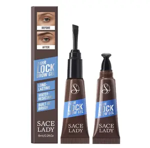 SACE LADY 24H Lock Eyebrow Gel, Waterproof Brow Gel Brown with Built-in Brush, Long-Lasting Natural Pigmented Eye Makeup for Women (02 Dark Brown)