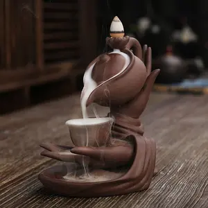 Flowing Sandalwood Incense Burner Oriental Purple Clay Ritual Home Decor Piece for Serene Atmosphere fathersdaygiftideas
