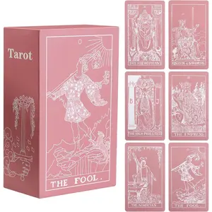 Erbacan Tarot Cards with Guidebook 78 Classic Tarot Card Deck Fortune Telling Game for Beginners or Expert Learning Tarot Cards Free Pouch Bag Regular Edition Pink 350GSM Premium Cardboard Waterproof