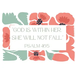 God is Within Her She Will Not Fall Pink Floral Inspirational Kiss-Cut Stickers - Trust in God, Faith Stickers, Motivational Decals, Laptop Decor, Gift for Believers