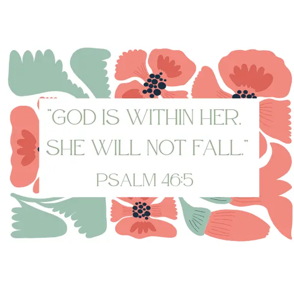 God is Within Her She Will Not Fall Pink Floral Inspirational Kiss-Cut Stickers - Trust in God, Faith Stickers, Motivational Decals, Laptop Decor, Gift for Believers