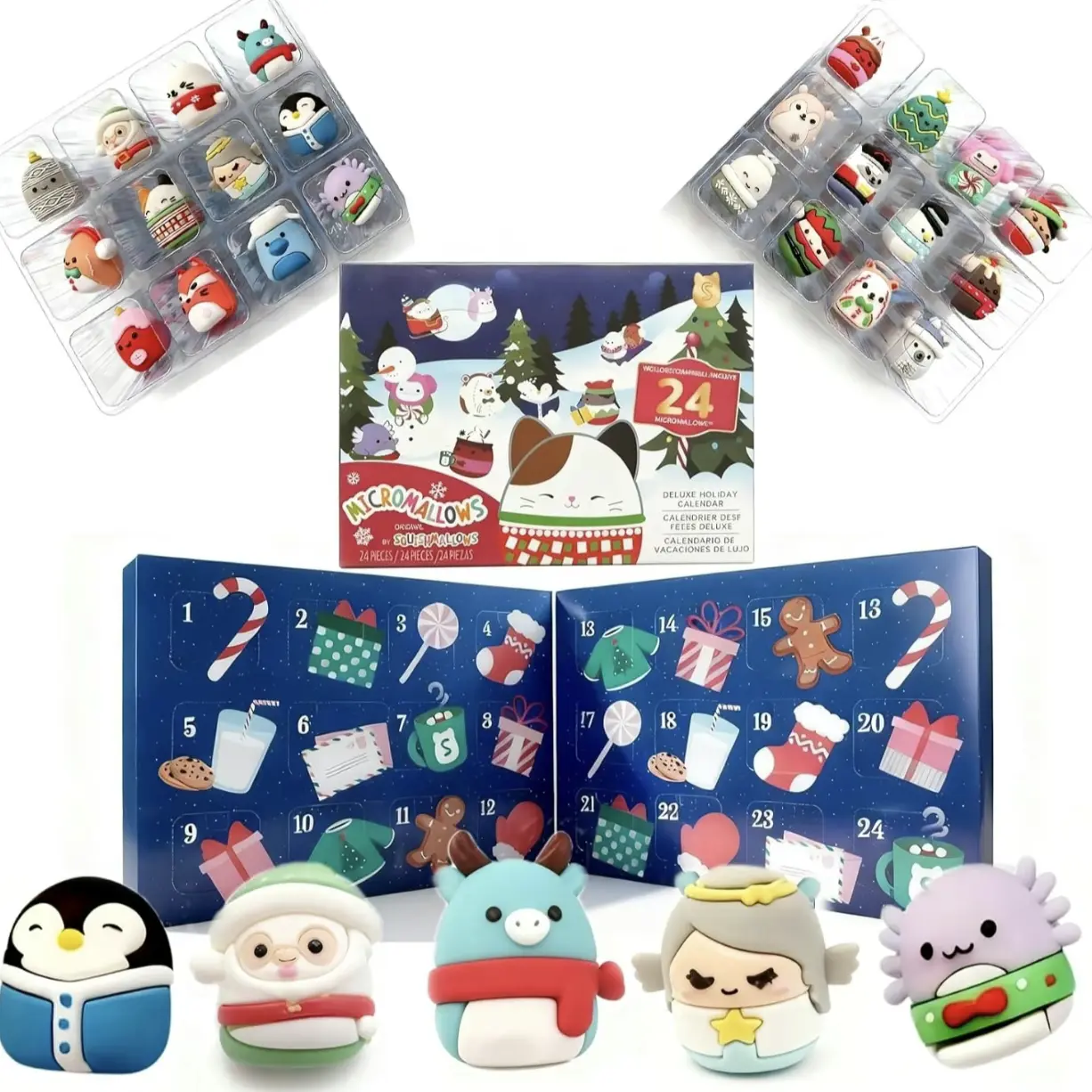 24-Piece Adorable Faces PVC Plastic Collectible Set - Holiday-Themed Mini Figures, Brightly Colored, Environmentally Friendly, Individually Numbered Doors, Home Decor Statue, Ideal Gift for Children