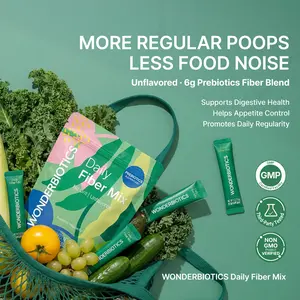 WONDERBIOTICS Daily Prebiotic Fiber Powder - Unflavored Wellness Blend - Low FODMAP, Grit-Free & Sugar-Free - 30 Stick Packs