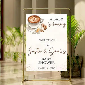 Baby is Brewing Baby Shower Welcome Sign Coffee Bean Welcome Poster Gender Neutral Shower Decor Foam Board Baby Shower Sign