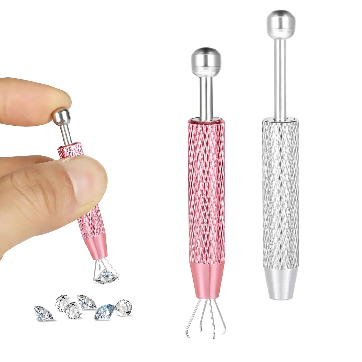 2 Pack Piercing Ball Grabber Tool, Stainless Steel Piercing Removal Tool | Piercing Tool For Changing Jewelry, Piercing Kit for Earring Nose Ring, 4 Prongs Gem Picker Tool, Flat-back Earring Tool
