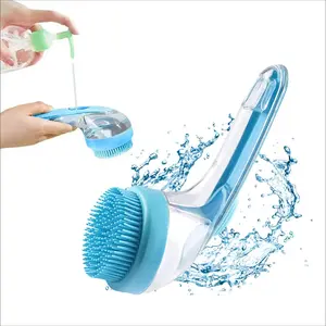 2 in 1 Pet Bath Brush with Shampoo Dispenser, Grooming Scrubber for Dogs & Cats All Hair Types