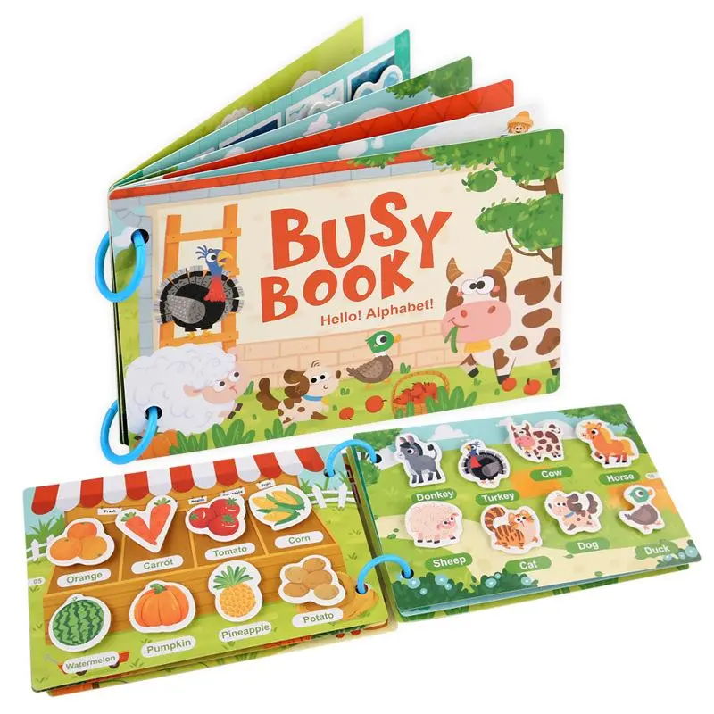 Farm/Animal/Dinosaur/Transportation Theme Busy Book, Early Education Learning Toy for Kids, Visual Learning & Montessori Materials, Educational Toy for Boys & Girls