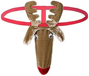 Men’s Christmas Gag Gift Reindeer G-String Mankini Thong Underwear