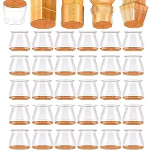 8 Pcs Chair Leg Floor Protectors for Hardwood Floors, Silicone Covers with Felt Pads, Furniture Leg Caps, Reduce Noise, Anti-Scratch, Fit