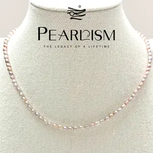 PEARLISM Freshwater Pearl purple seedless Pearl Set Bracelet Necklace S925 (3.5-4mm)