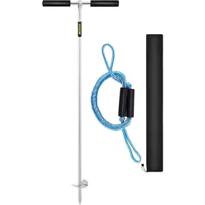VEVOR 316 Stainless Steel Sand Anchor - 36" Length Auger, 10.1" T-Shaped Removable Handle, Bungee Line & Carry Bag - Boat Accessories, Marine Boat Accessories for Beaches, Sandbars, Jet Ski PWC Pontoon Kayak