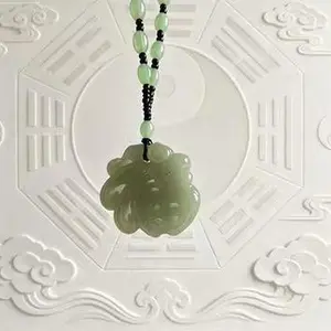 Emerald Fu Character Charm, Negative Energy Blocking Fashion Accessory Charm Pendant