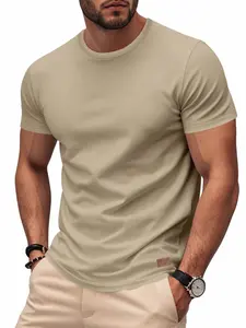 Men's Summer Casual Short Sleeve T-Shirt, Slim Fit Round Neck Basic Shirt, Soft Breathable Elastic Sports Leisure Daily Business Top