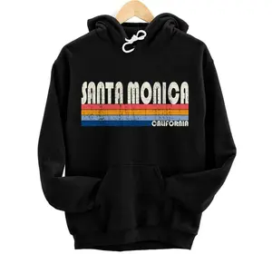 Retro Vintage 70s 80s Style Santa Monica, CA Hoodie, Sweatshirt, T-Shirt