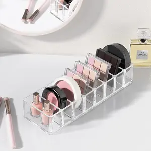 8-Cell Transparent Plastic Cosmetic Storage Box, Lipstick and Eye Shadow Rack, Bathroom Necessities Cosmetics Storage Tray