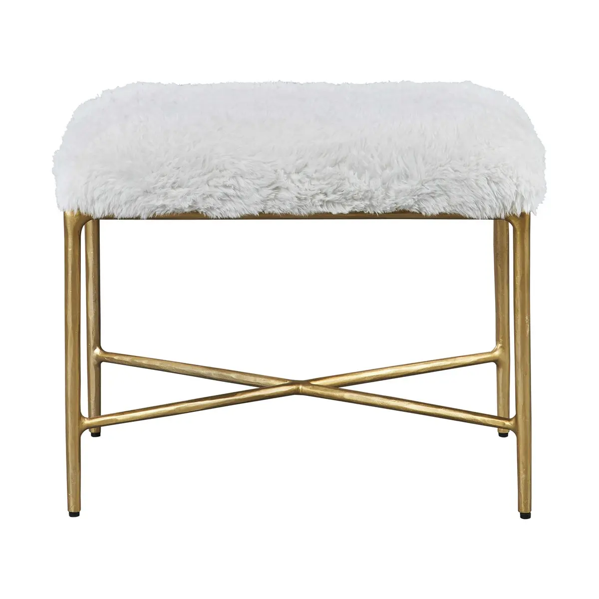 Uttermost 23784 Charmed Sheepskin Small Bench, Soft Gold
