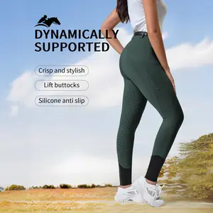 LEDUNTINO Women's Anti-Slip Silicone Full Seat Horse Riding Pants with Zipper Pockets Equestrian Breeches Soft Skin-Friendly Riding Tights for Comfort and Security