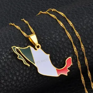 Mexico Map Necklace - Flag Pendant Gifts Pride Jewelry for Men and Women