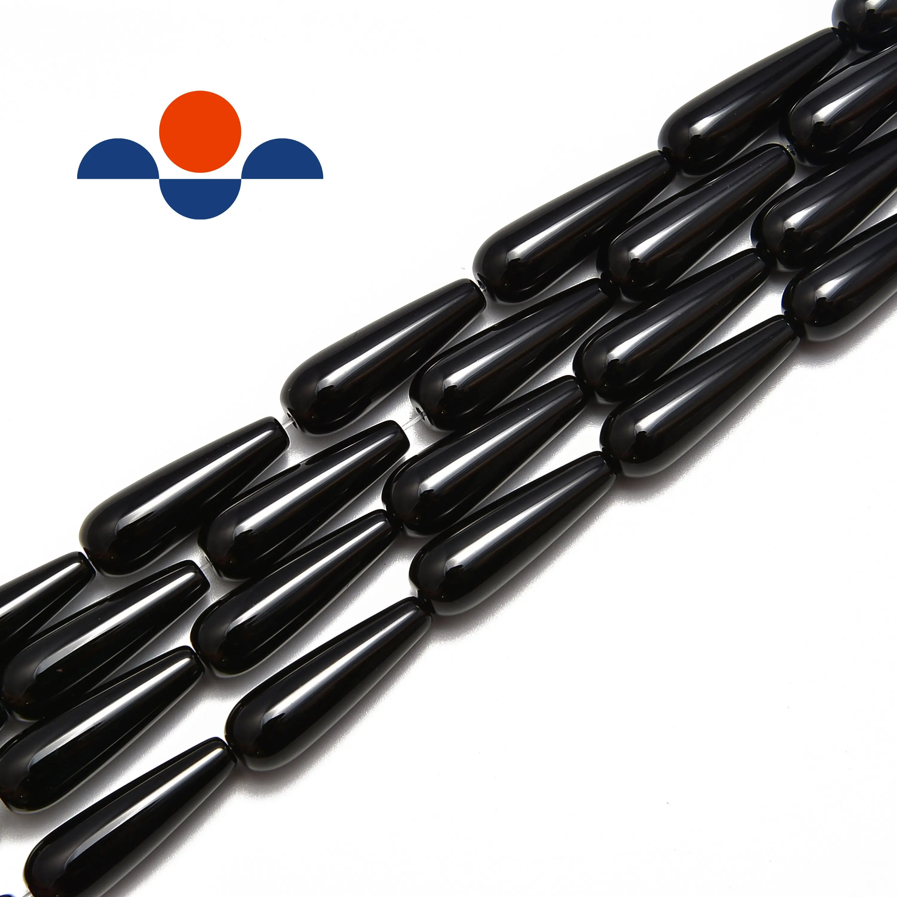 Black Onyx Smooth Teardrop Beads 10x30mm 15.5" Strand