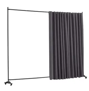 Room Divider with Wheels - Portable Privacy Screen Panel for Office, Bedroom, Living Room - Freestanding Folding Partition - Gray, 121.5"x96.7" Default